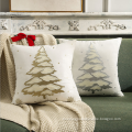 Gold towel embroidery Christmas tree pillow cover